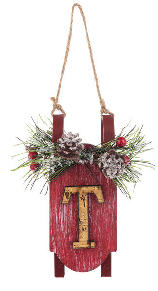 Monogram Sled Ornament -