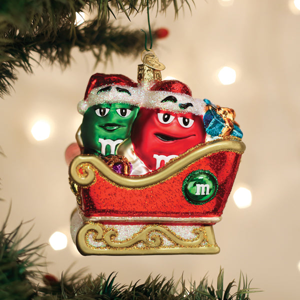 M & M In Sleigh Ornament