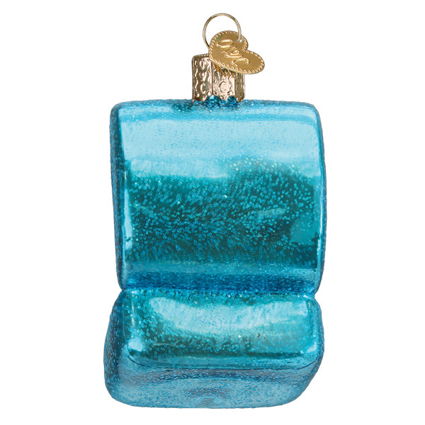 Something Blue Ring Box Glass Ornament