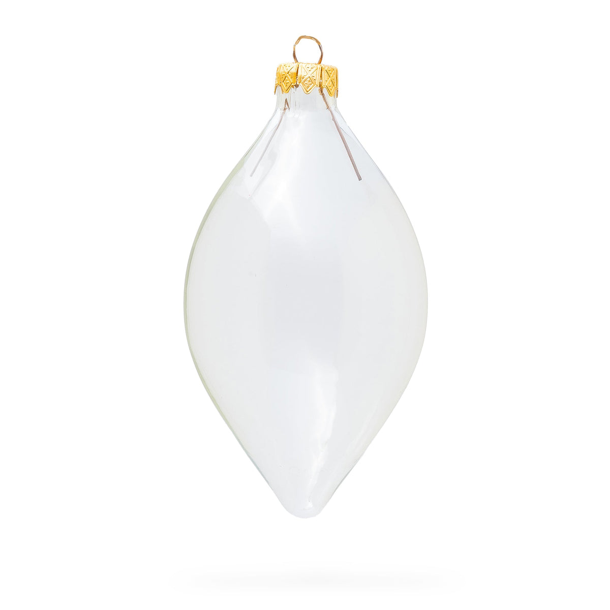 Set of 6 Pointed Teardrop Finial Clear Glass Christmas Ornaments