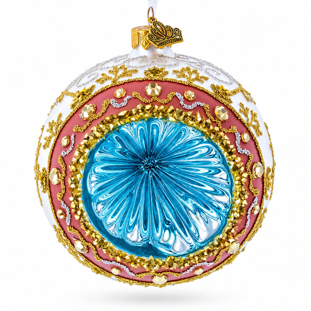 Vintage-Style Reflector on White Ball Christmas Ornament
