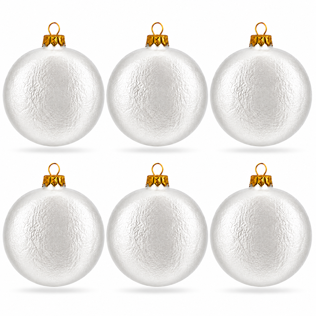 Set of 6 Silver Flat Disc Glass Christmas Ornaments 3 Inches