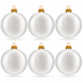 Set of 6 Silver Flat Disc Glass Christmas Ornaments 3 Inches