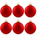 Set of 6 Matte Red Flat Disc Glass Christmas Ornaments 3 Inches
