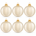 Set of 6 Ivory Flat Disc Glass Christmas Ornaments 3 Inches