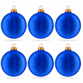 Set of 6 Light Blue Flat Disc Glass Christmas Ornaments 3 Inches