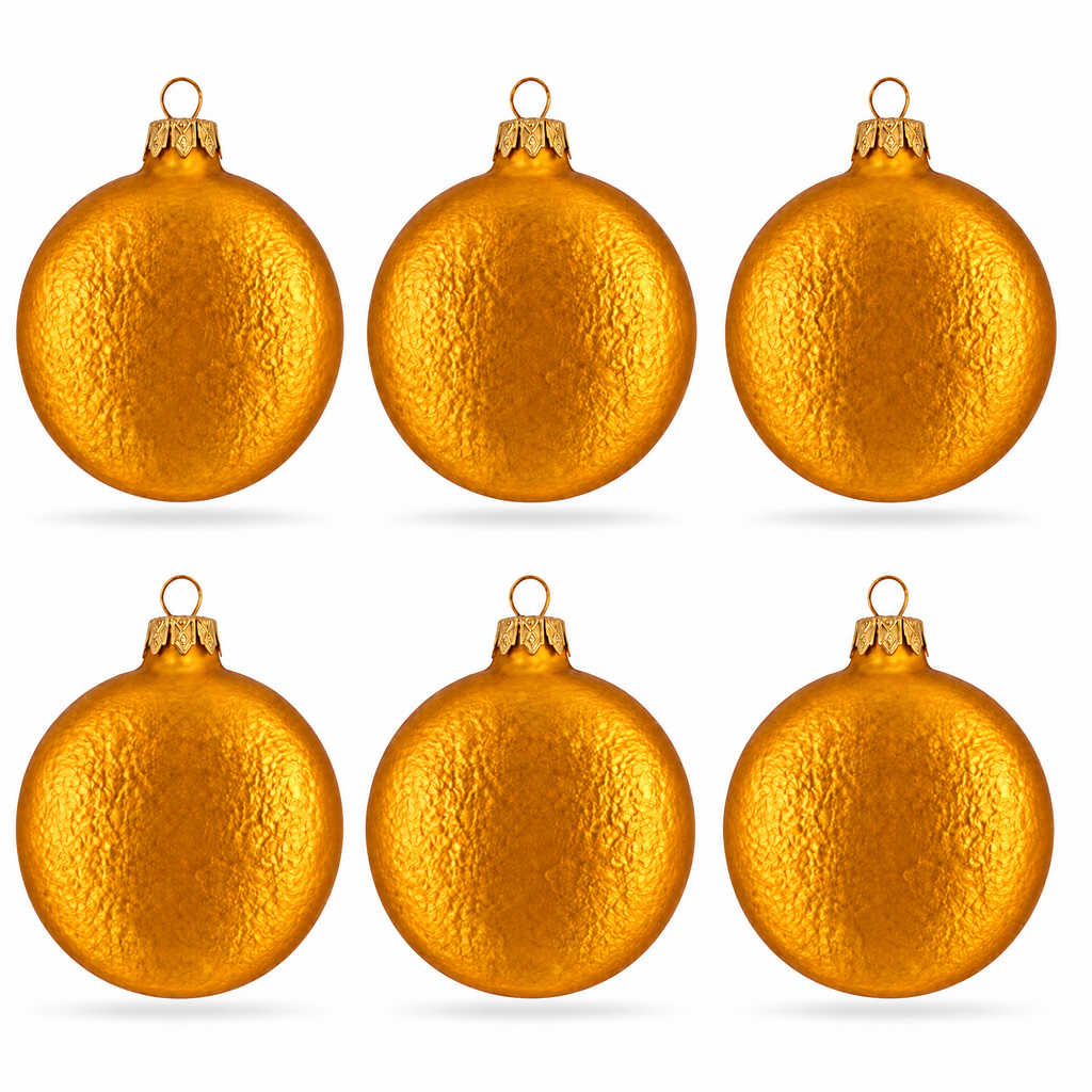 Set of 6 Matte Gold Flat Disc Glass Christmas Ornaments 3 Inches