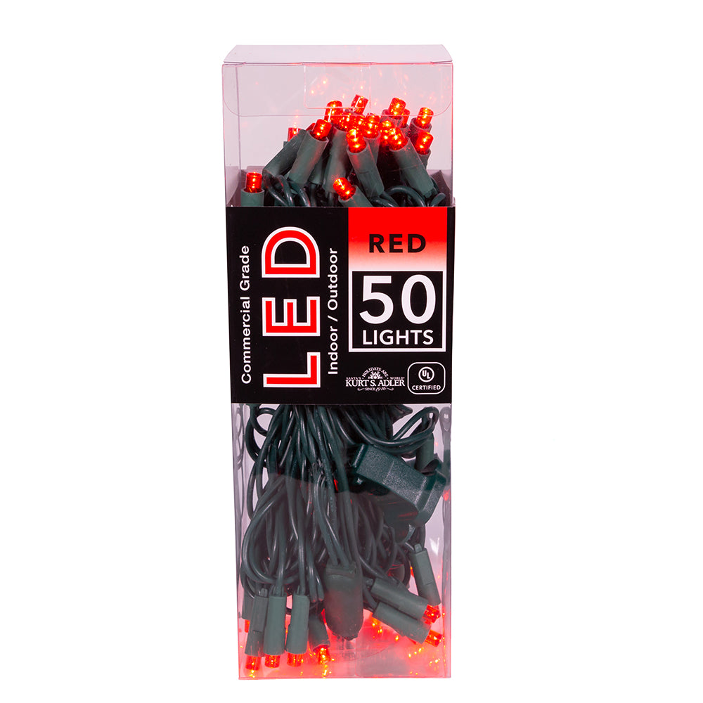 50-Light 5mm Red LED Green Wire Light Set