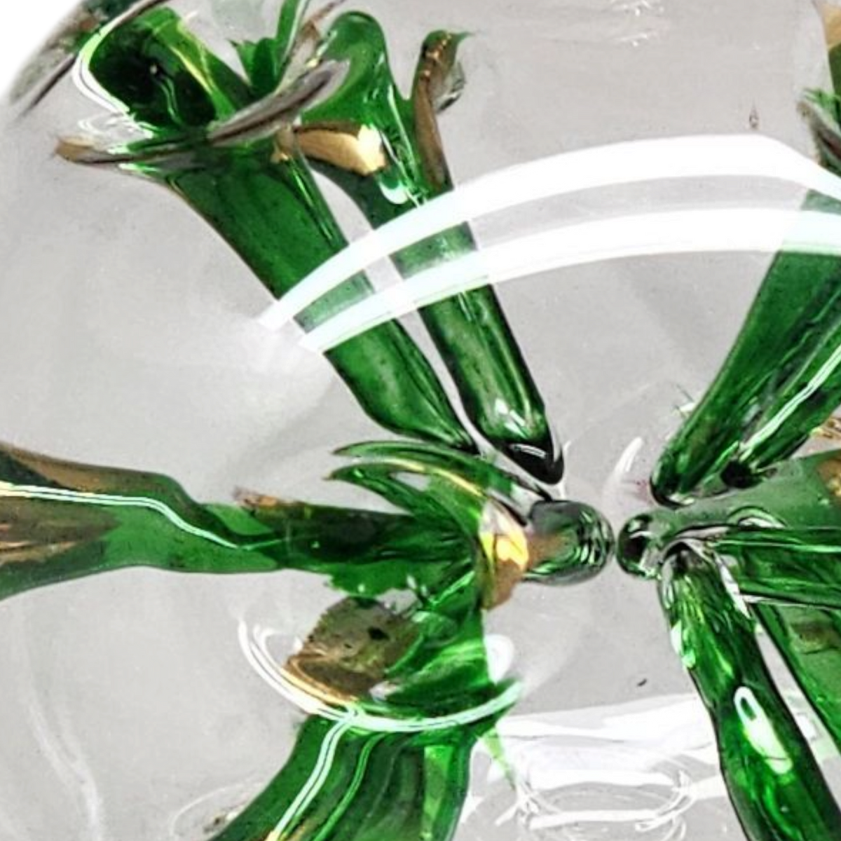Blown Glass Pierced Starburst Ornament - Green