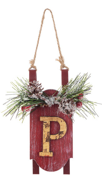 Monogram Sled Ornament -