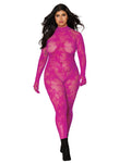 Dreamgirl Plus Floral Knitted Fishnet Catsuit Bodystocking