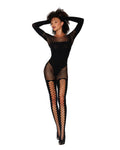 Dreamgirl Opaque Teddy Bodystocking with Faux Lace-Up Stockings