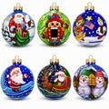 Set of 6 Snowman, Bear, Santa, Nutcracker Glass Ball Christmas Ornaments
