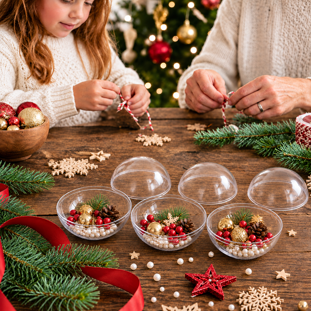 Set of 3 Clear Fillable Plastic Ball Christmas Ornament 3.9 Inches