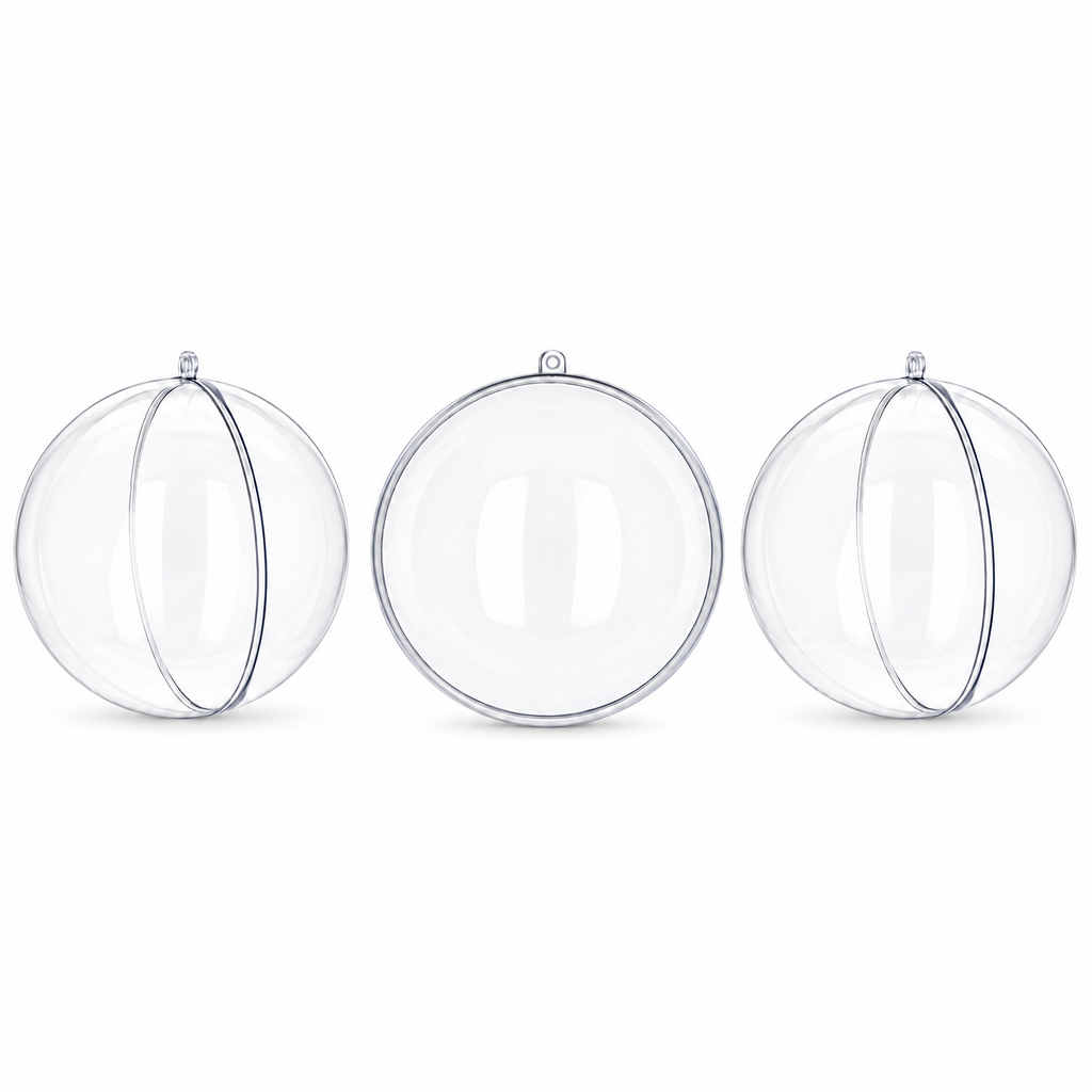 Set of 3 Clear Fillable Plastic Ball Christmas Ornament 4.7 Inches