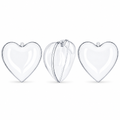 Set of 3 Clear Plastic Heart Ornaments 3.85 Inches (98 mm)