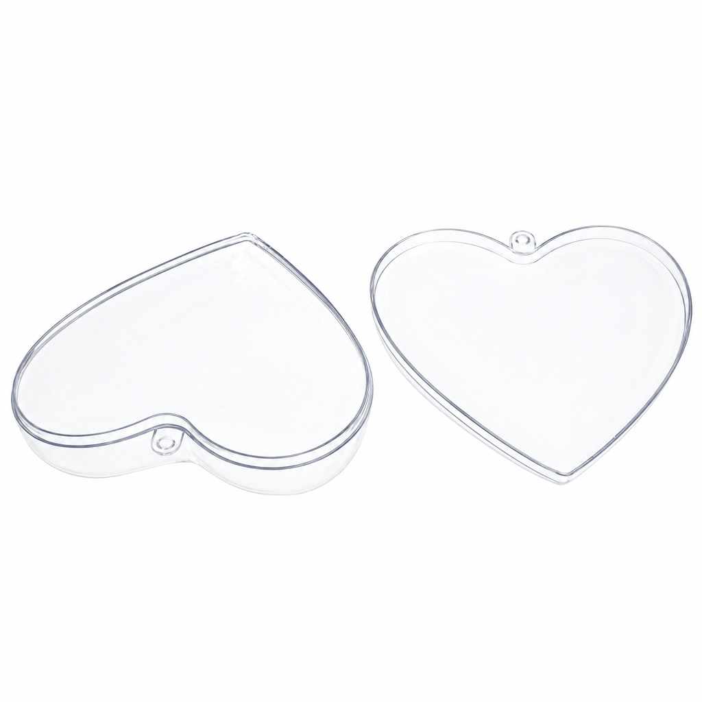 Set of 3 Clear Plastic Heart Ornaments 3.85 Inches (98 mm)