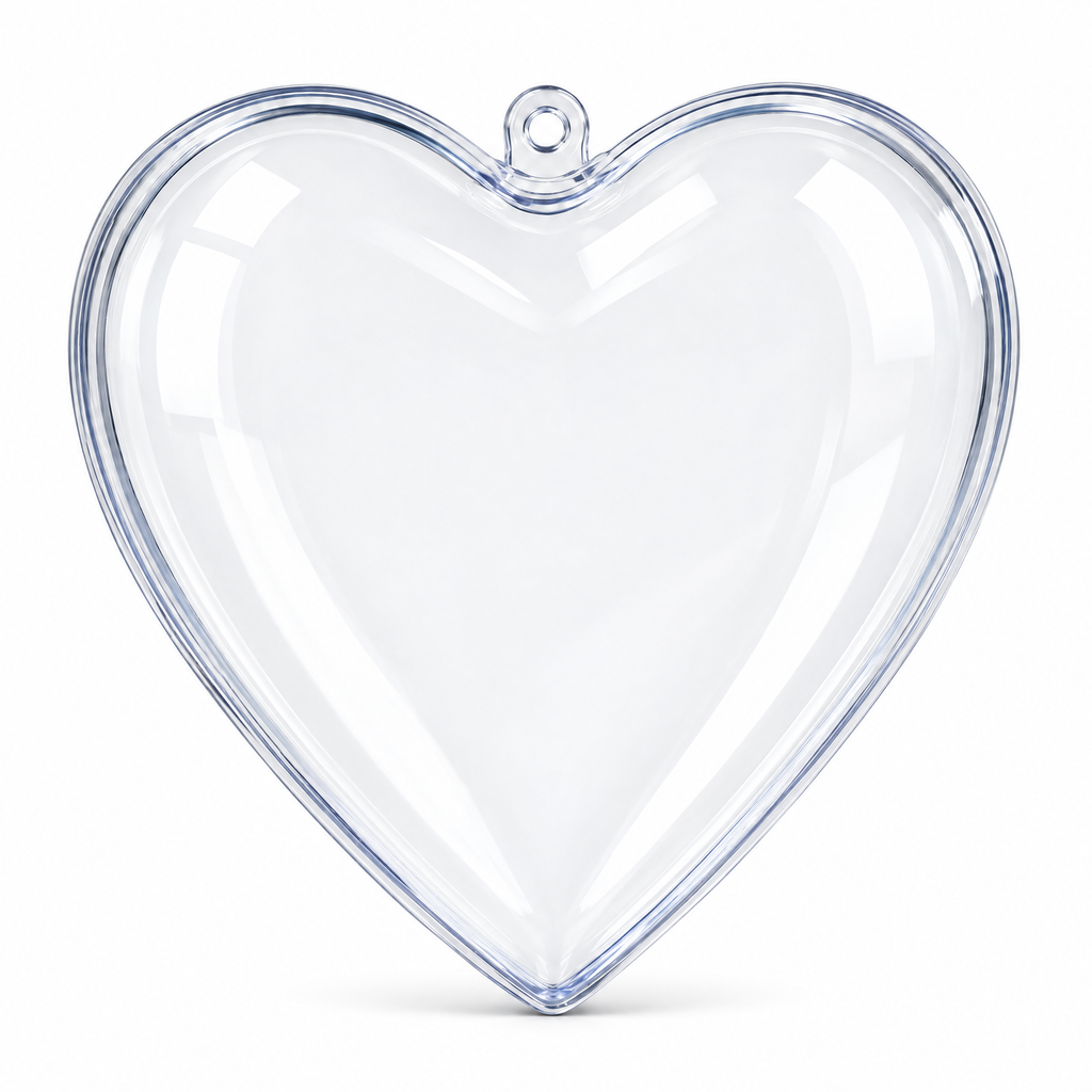 Set of 3 Clear Plastic Heart Ornaments 3.85 Inches (98 mm)