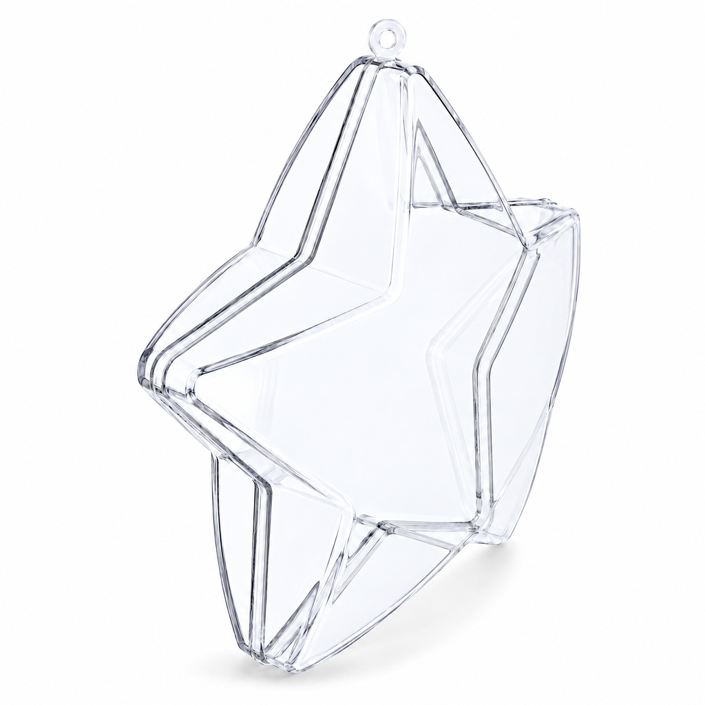 Set of 3 Clear Fillable Star DIY Craft Christmas Ornament 4 Inches