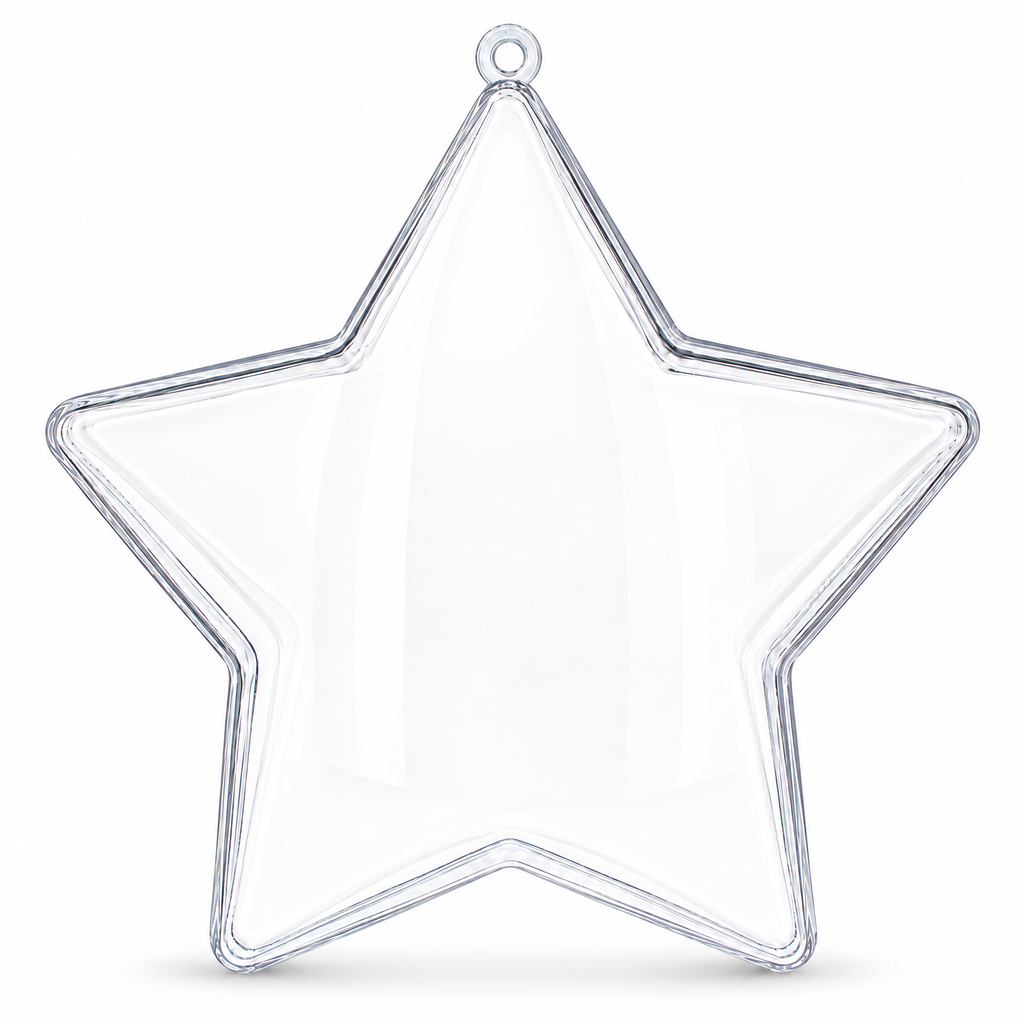 Set of 3 Clear Fillable Star DIY Craft Christmas Ornament 4 Inches
