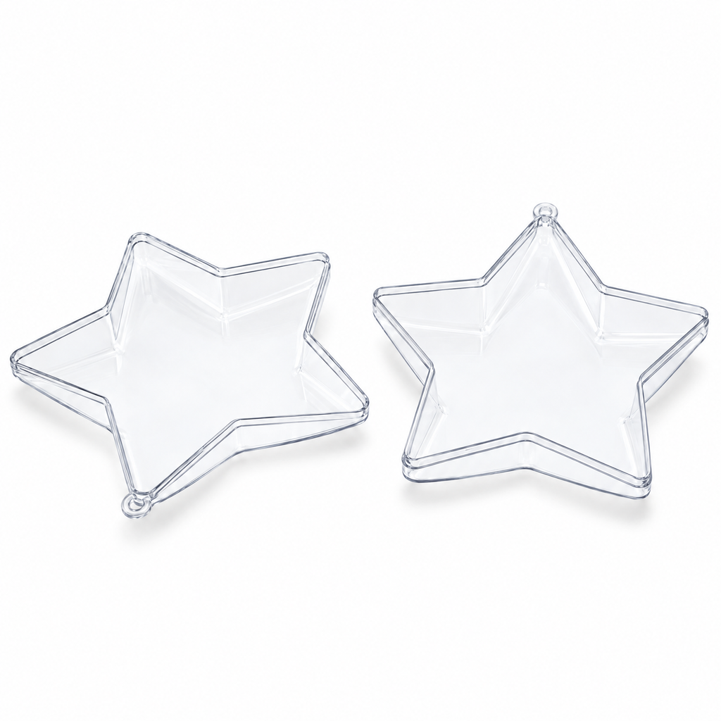 Set of 3 Clear Fillable Star DIY Craft Christmas Ornament 4 Inches
