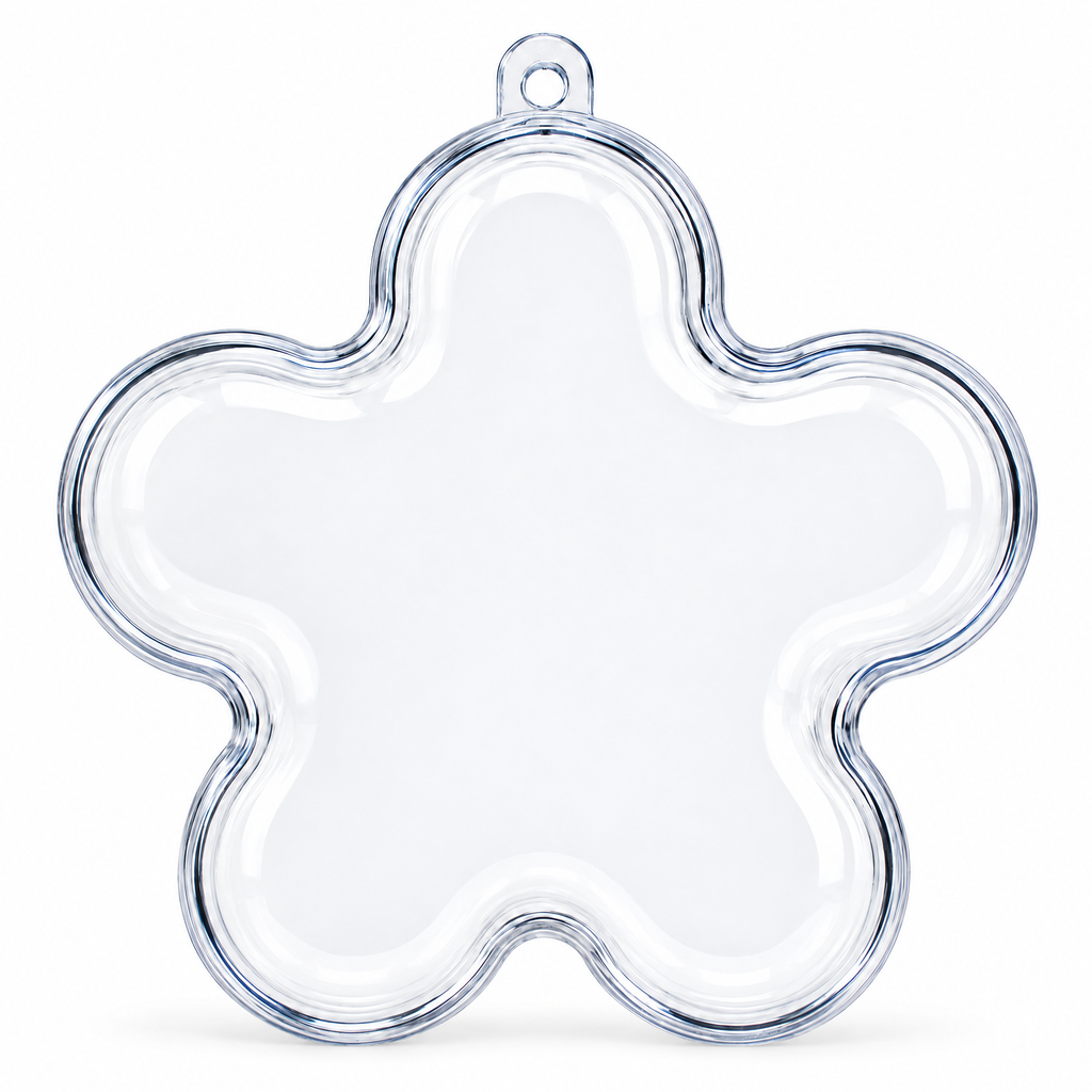 Clear Plastic Flower Ornament  3.55 Inches (90 mm)