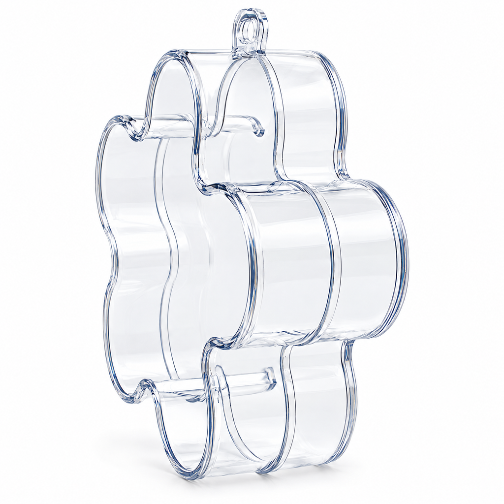 Clear Plastic Flower Ornament  3.55 Inches (90 mm)