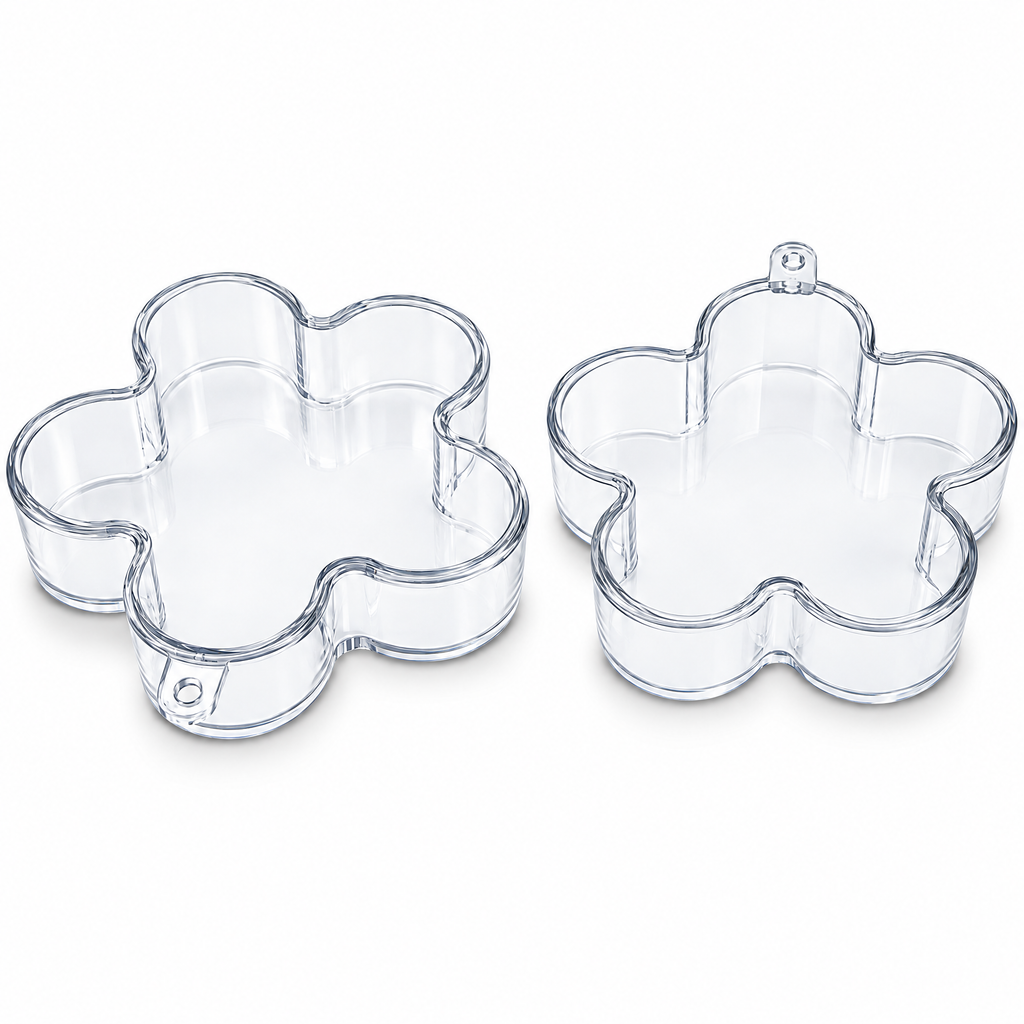 Clear Plastic Flower Ornament  3.55 Inches (90 mm)