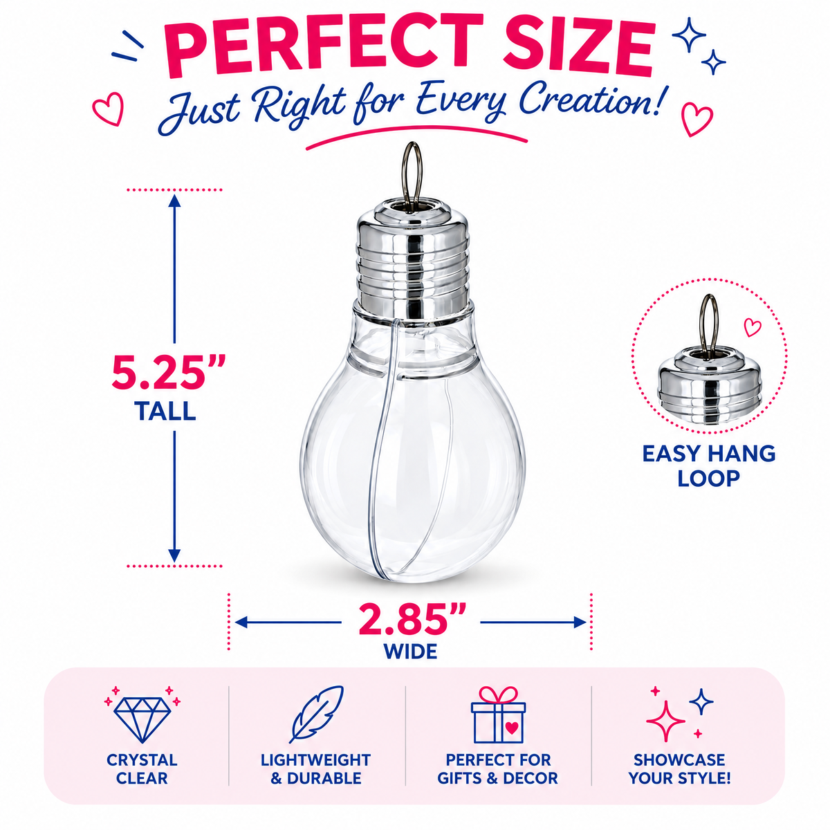 Clear Plastic Bulb Ornaments 5.25 Inches