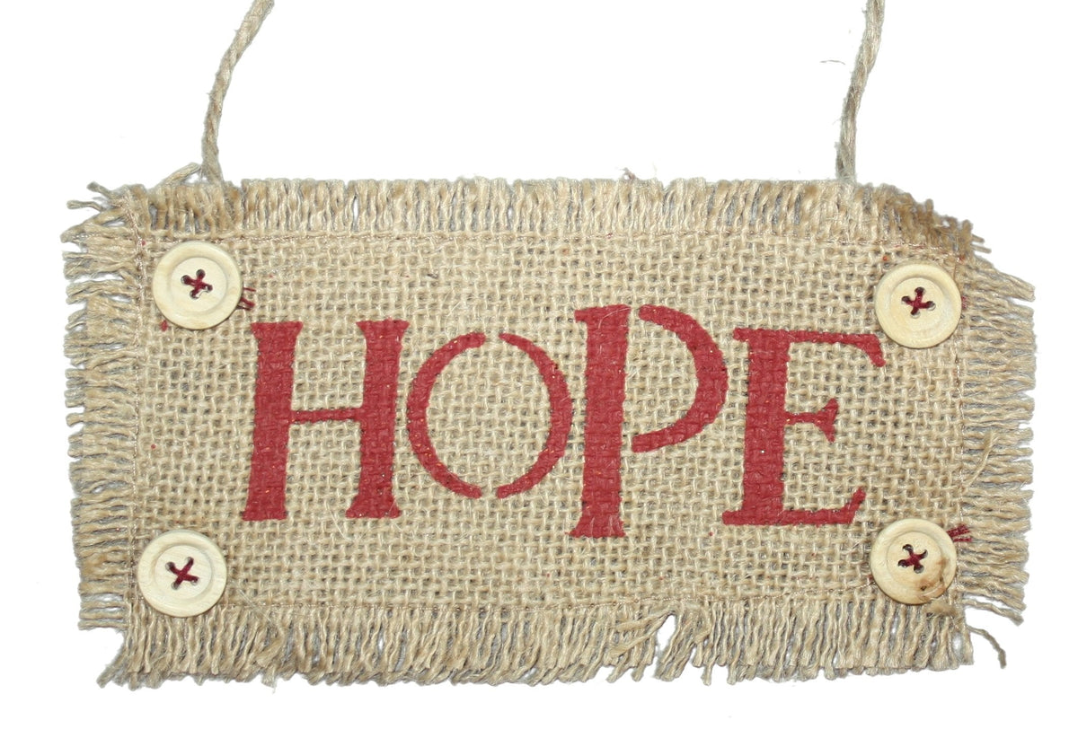 7 Inch Burlap Word Ornament - Joy
