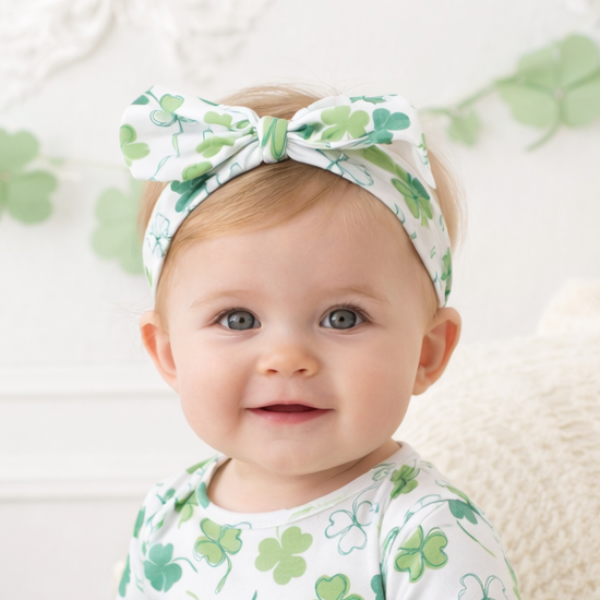 Shamrock Baby Headband – Adjustable Bamboo Irish Bow