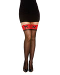 Dreamgirl Sheer Thigh High Stockings with Contrast Lace