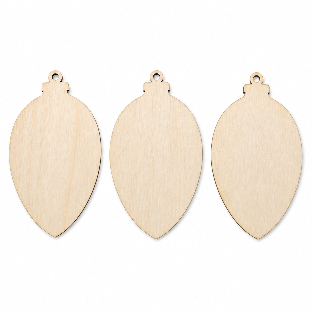 3 Egg Christmas Ornaments Unfinished Wooden Shapes Craft Cutouts DIY Unpainted 3D Plaques 4 Inches