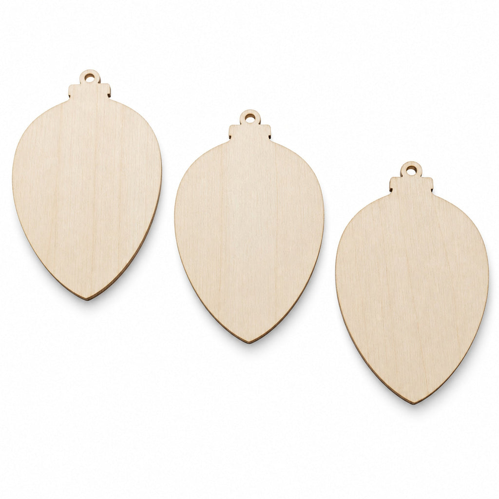 3 Egg Christmas Ornaments Unfinished Wooden Shapes Craft Cutouts DIY Unpainted 3D Plaques 4 Inches