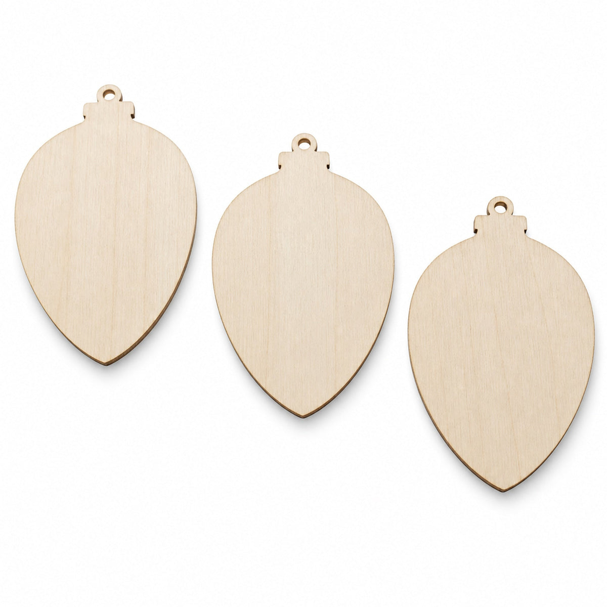 3 Egg Christmas Ornaments Unfinished Wooden Shapes Craft Cutouts DIY Unpainted 3D Plaques 4 Inches