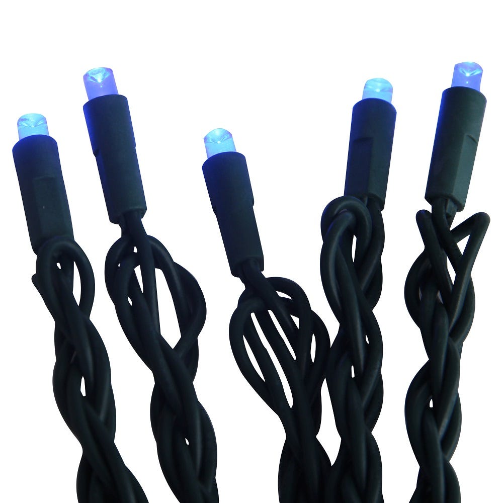 100-Light 5mm Blue LED Green Wire Light Set