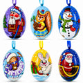 Santa, Snowman, Bunny, Squirrel and Girl Wooden Christmas Ornaments 3 Inches