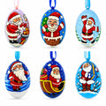 Set of 6 Santa Claus Wooden Christmas Ornaments 3 Inches
