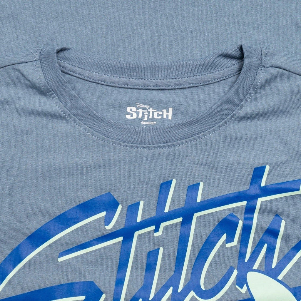 Stitch Character Chilling Boys Short Sleeve Light Blue Youth T-Shirt