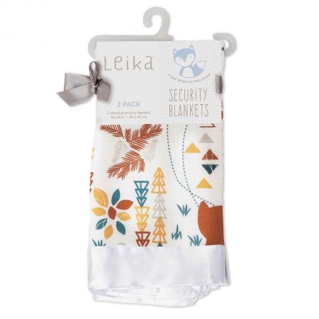 Leika Cotton Security Blankets – Fox & Raccoon – 16×16″