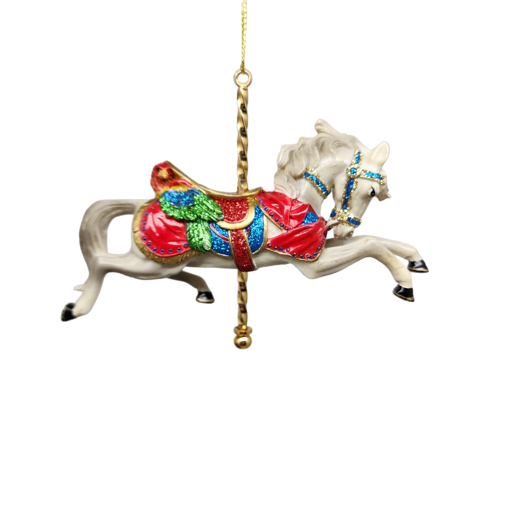 Resin Carousel Assortment Ornament - White Horse