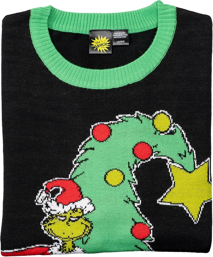The Grinch Bend Tree with Gifts Adult Knitted Ugly Christmas Sweater