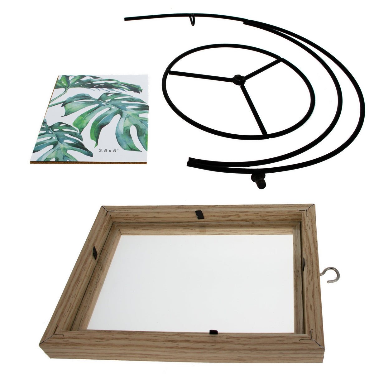 Double Curve Crescent Black Metal Photo Picture Frame and Ornament Display Stand 9.25 Inches