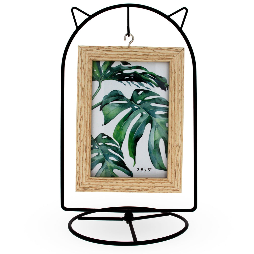 Black Cat Hanging Photo Picture Frame and Metal Ornament Stand 9.25 Inches