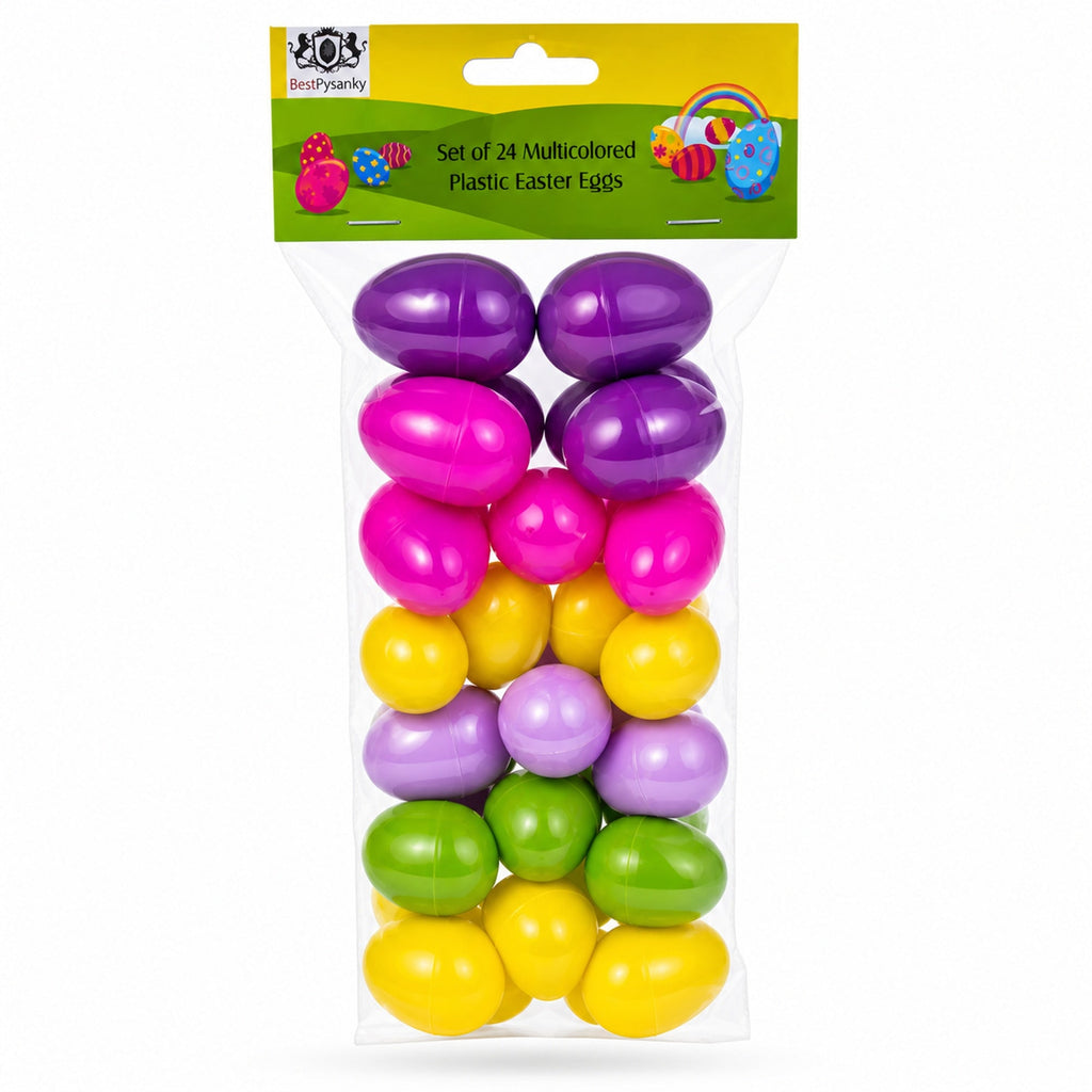 Set of 24 Mini Multicolored Plastic Easter Eggs 1.75 Inches