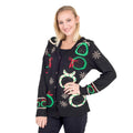 Ugly Christmas Sweater Wreath with Flashing Lights Cardigan