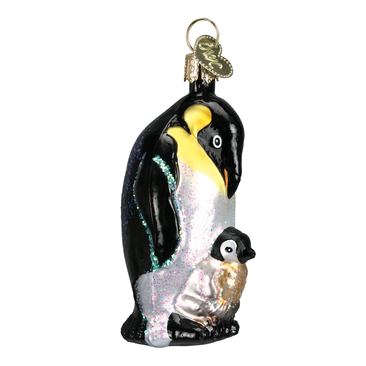 Old World Christmas Emperor Penguin With Chick Ornament