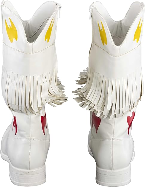 Ultimate Wrestler Warrior White Replica Halloween Cosplay Costume Boots