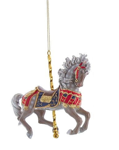 Resin Carousel Ornament - Grey Horse