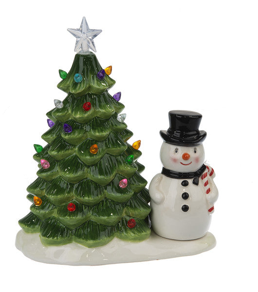 LED Light Up Tree with Snowman